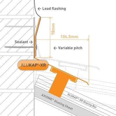 Alukap-XR Top Wall Flashing - All Sizes - Clear Amber