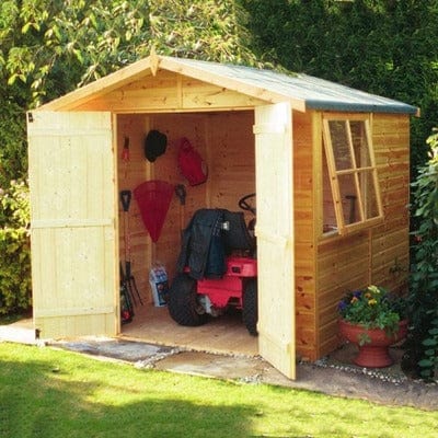 Pressure Treated Shiplap 7ft x 7ft Apex Alderney Shed - Double Doors w/ Window - Shire