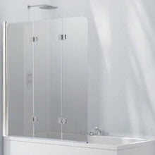 Load image into Gallery viewer, Aquaglass 6mm Frameless Bath Screen with 3 Folding Panels - 1400 x 1200mm - Aqua
