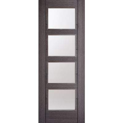 Vancouver Ash Grey Pre-Finished 4 Glazed Clear Light Panels Interior Door - All Sizes - LPD Doors Doors