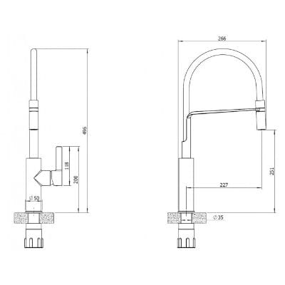 Reginox Aurora Pull Out Kitchen Tap Chrome/Black - Reginox