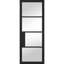 Load image into Gallery viewer, Chelsea Black Primed 4 Glazed Clear Light Panels Interior Door - All Sizes - LPD Doors Doors
