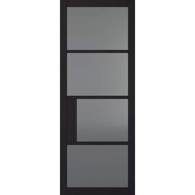 Chelsea Black Primed 4 Tinted Glazed Light Panels Interior Door - All Sizes - LPD Doors Doors