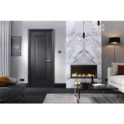 Eindhoven Black Primed 1 Panel Interior Fire Door FD30 - All Sizes - LPD Doors Doors