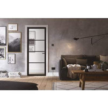 Load image into Gallery viewer, Soho Black Primed 4 Glazed Clear Light Panels Interior Door - All Sizes - LPD Doors Doors
