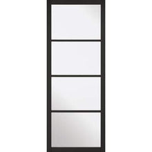 Load image into Gallery viewer, Soho Black Primed 4 Glazed Clear Light Panels Interior Door - All Sizes - LPD Doors Doors
