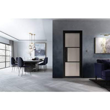 Load image into Gallery viewer, Tribeca Black Primed 3 Glazed Reeded Light Panels Interior Door - All Sizes - LPD Doors Doors
