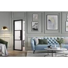 Load image into Gallery viewer, Tribeca Black Primed 3 Glazed Reeded Light Panels Interior Door - All Sizes - LPD Doors Doors
