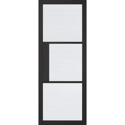Tribeca Black Primed 3 Glazed Reeded Light Panels Interior Door - All Sizes - LPD Doors Doors