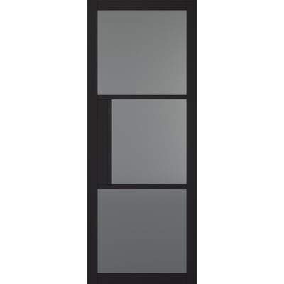 Tribeca Black Primed 3 Tinted Glazed Light Panels Interior Door - All Sizes - LPD Doors Doors