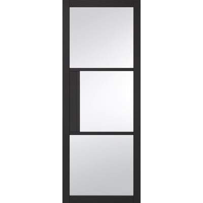 Tribeca Black Primed 3 Glazed Clear Light Panels Interior Door - All Sizes - LPD Doors Doors
