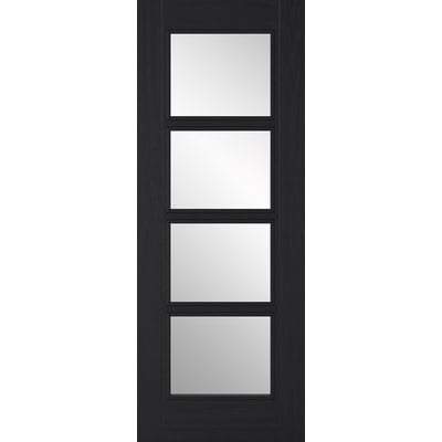 Vancouver Charcoal Black Pre-Finished 4 Glazed Clear Light Panels Interior Door - All Sizes - LPD Doors Doors
