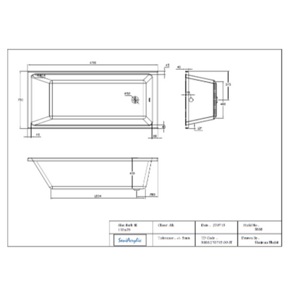 Chic Single Ended Straight Bath - All Sizes - Aqua