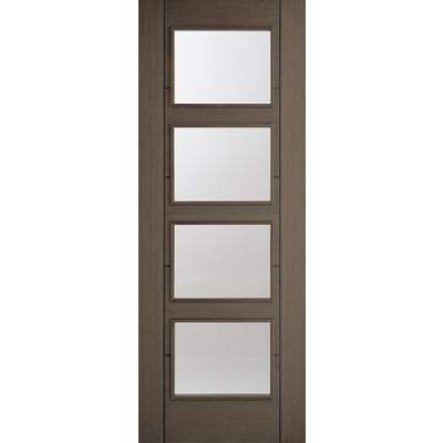 Vancouver Chocolate Grey Pre-Finished 4 Glazed Clear Light Panels Interior Door - All Sizes - LPD Doors Doors