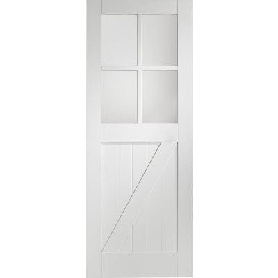 White Primed Cottage with Clear Glass Internal Door - XL Joinery