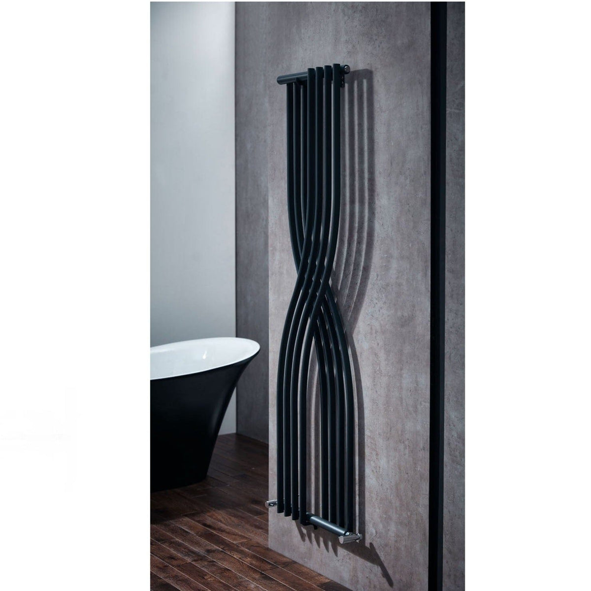 Aqua Contour Vertical Anthracite Wall-Mounted Curved Radiator - 1775 x ...