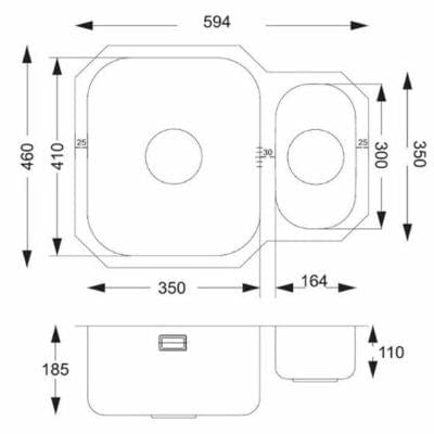 Reginox Dakota 1.5 Bowl Stainless Steel Kitchen Sink - Reginox