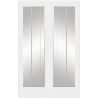 Suffolk 1 Light Internal White Primed Rebated Door Pair with Clear Glass - XL Joinery