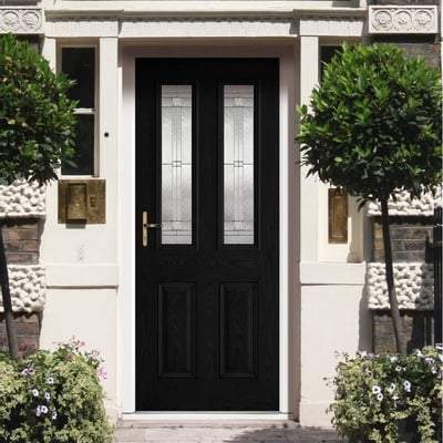 Malton Black GRP Pre-Finished 2 Double Glazed Lead Light Panels - All Sizes - LPD Doors Doors