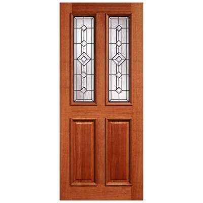 Derby Hardwood M&T 2 Double Glazed Lead Light Panels External Door - All Sizes