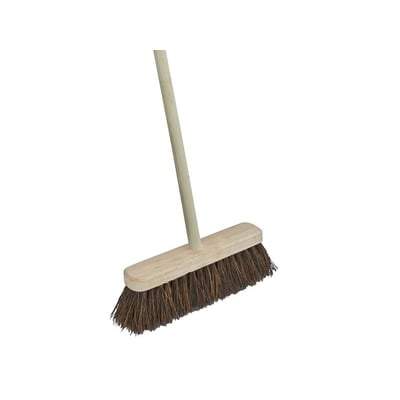 Stiff Bassine Broom 300mm (12in) Varnished Handle - Faithfull