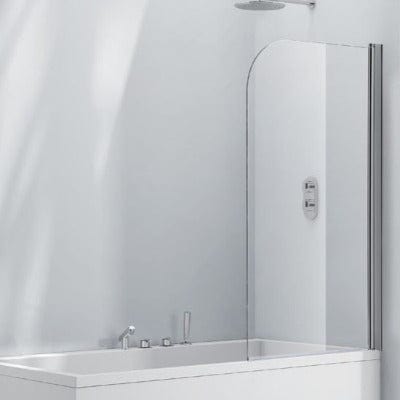 Aquaglass 6mm Single Panel Bath Screen with Curved Rise & Fall Design - 1400mm x 800mm - Aqua