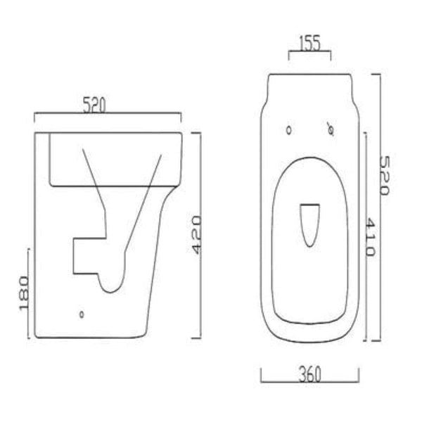 Medici Back to Wall Toilet with Soft Close Seat - Aqua
