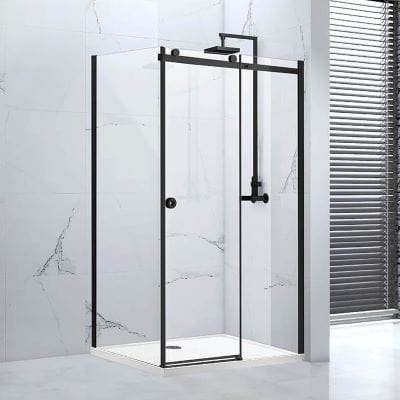 Sphere Black Framed / Clear Glass Sliding Door - All Sizes - Aquaglass