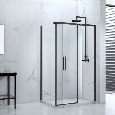 Onyx Black Framed Sliding Shower Door - All Sizes - Aquaglass