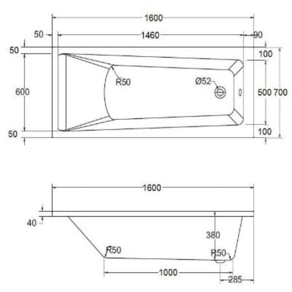 Atlanta Straight Bath - All Sizes - Aqua