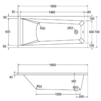 Atlanta Straight Bath - All Sizes - Aqua