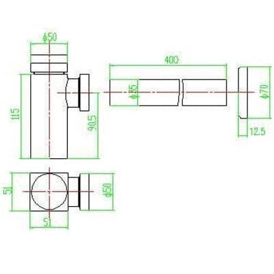 Square Minimalist Bottle Trap - All Finishes - Aqua