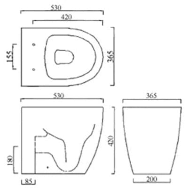 Emme Back to Wall Toilet with Soft Close Seat - Aqua