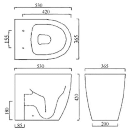 Emme Back to Wall Toilet with Soft Close Seat - Aqua