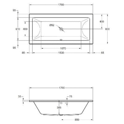 Carrera Double Ended Bath - All Sizes - Aqua