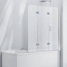 Load image into Gallery viewer, Aquaglass 6mm Frameless Bath Screen with 3 Folding Panels - 1400 x 1200mm - Aqua
