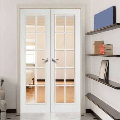 SA Moulded White Primed 10 Glazed Clear Light Panels Pair Interior Doors - 1981mm x 1168mm - LPD Doors Doors