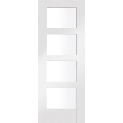 Shaker 4 Light Internal White Primed Fire Door with Clear Glass - XL Joinery