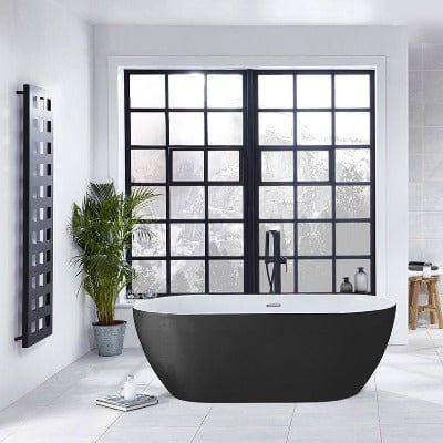 Summit Graphite Black Luxury Freestanding Double Ended Bath - 1680mm x 800mm - Aqua