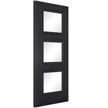 Load image into Gallery viewer, Antwerp Black Primed 3 Glazed Clear Light Panels Interior Door - All Sizes - LPD Doors Doors
