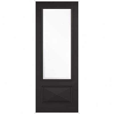 Knightsbridge Black Primed 1 Glazed Clear Light Panel Interior Door - All Sizes - LPD Doors Doors