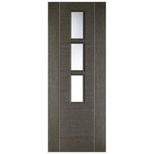 Load image into Gallery viewer, Alcaraz Chocolate Grey Pre-Finished 3 Glazed Clear Light Panels Interior Door - All Sizes - LPD Doors Doors
