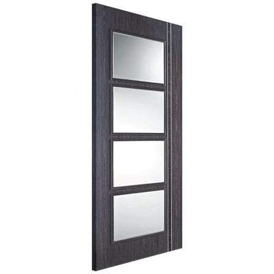 Zanzibar Ash Grey Pre-Finished 4 Glazed Clear Light Panels Interior Door - All Sizes - LPD Doors Doors