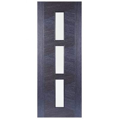 Zeus Ash Grey Pre-Finished 3 Glazed Clear Light Panels Interior Door - All Sizes - LPD Doors Doors