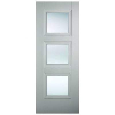Amsterdam Grey Primed 3 Glazed Clear Light Panels Interior Door - All Sizes - LPD Doors Doors