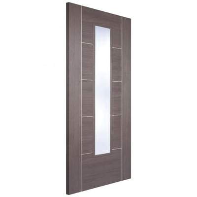 Vancouver Medium Grey Laminated 1 Glazed Clear Light Panel Interior Door - All Sizes - LPD Doors Doors