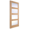 LPD Oak Shaker 4 Clear Glass Light Panel Pre-Finished Internal Door