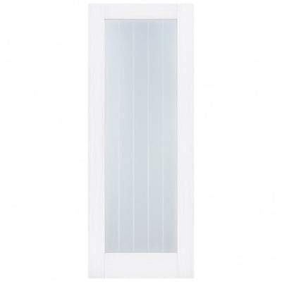 Moulded Textured Vertical White Primed 1 Glazed Clear With Frosted Lines Light Panel - All Sizes - LPD Doors Doors