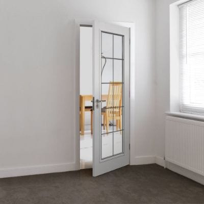 Decima Moulded White Primed Glazed Internal Door - All Sizes - JB Kind