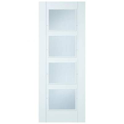 Vancouver White Primed 4 Glazed Clear Light Panels Interior Fire Door FD30 - All Sizes - LPD Doors Doors